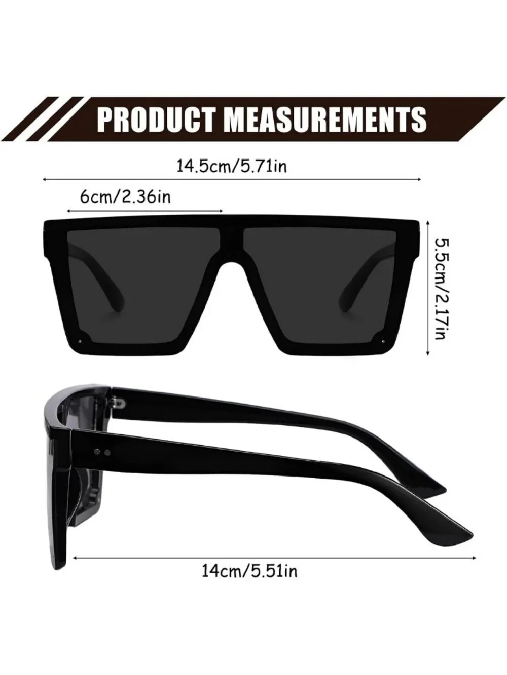 Oversized Square Flat Top Sunglasses for Women & Men - Stylish UV Protection